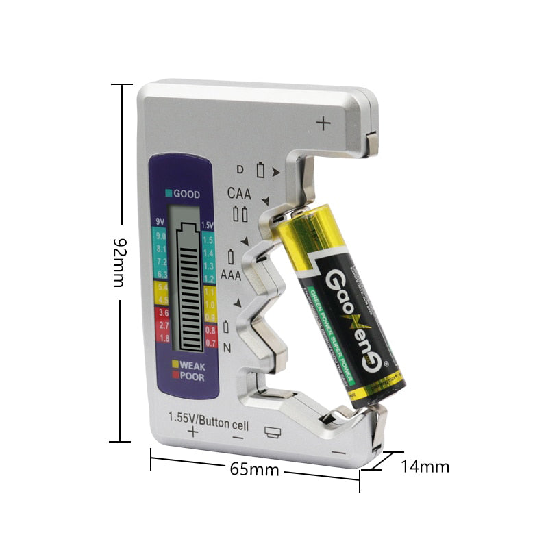  Probador de batería de pila de botón, pantalla LCD digital,  comprobador de electricidad restante, herramienta de medidor digital para  la mayoría de las baterías de celdas de moneda : Electrónica